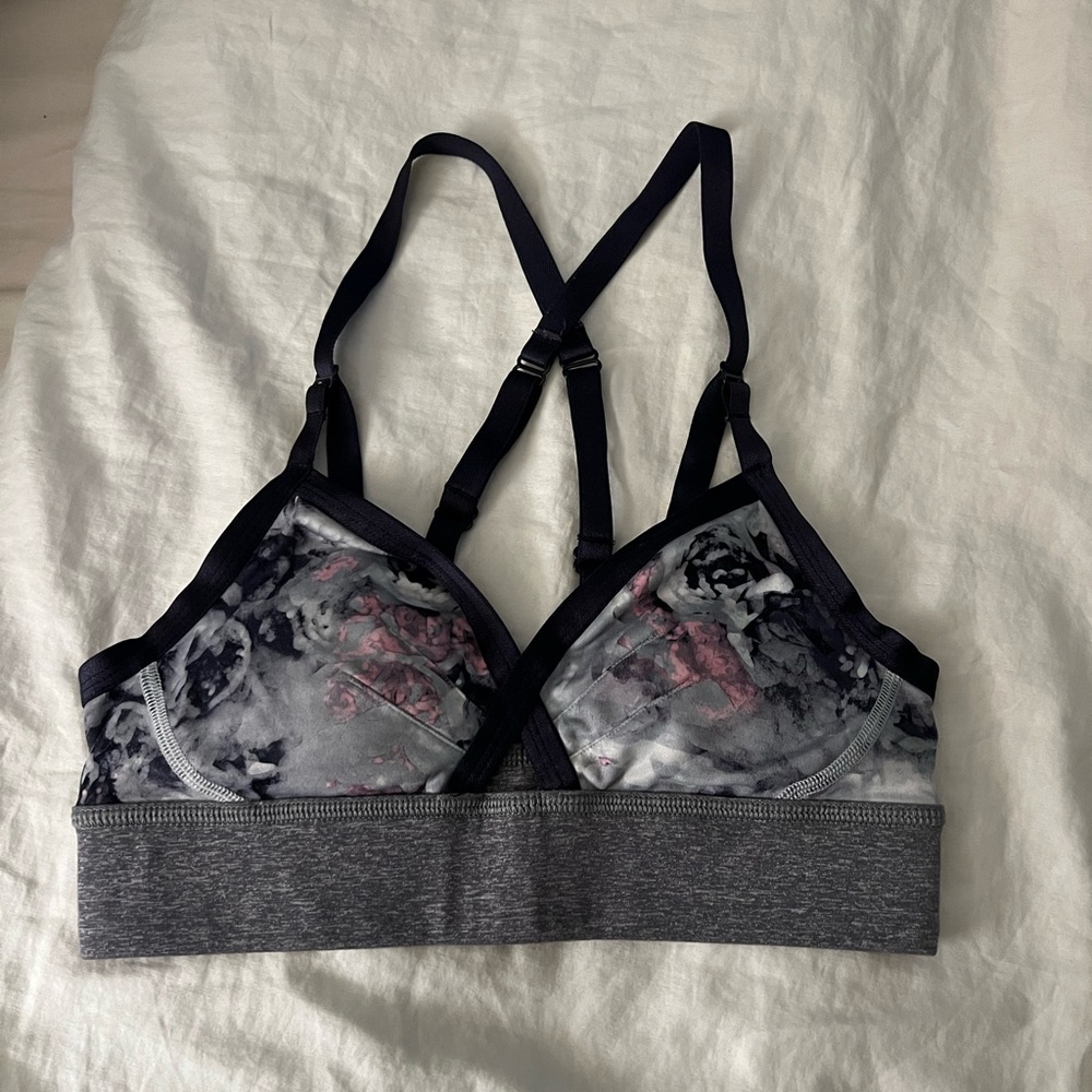 Lululemon Athletica Floral Print Bralette - Black and Pink